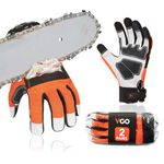 Vgo 1Pair Chainsaw Gloves, 12-Layer Chainsaw Protection on Left Hand Back, Safety leather Work Gloves, Mechanic Gloves (Medium, Orange(2Pairs/Pack),GA8912)