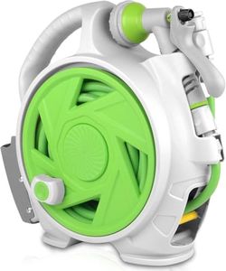 Enrouleur de tuyau télescopique de jardin, enrouleur de tuyau portable Easy Home 10m avec 7 types de buses, pour arrosage de jardin, lavage de voiture, animaux domestiques (vert)