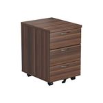 Office Hippo Heavy Duty 3 Drawer Mobile Pedestal Storage Cabinet, Office Storage, Office Cabinet with Lockable Storage, 5 Year Wty - Dark Walnut