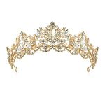 Yellow Chimes Tiara for Women and Girls Gold Plated Crown for Women White Crystal Studded Bridal Wedding Crown Tiaras for Women and Girls Gift For Women & Girls Valentine Gift for Girls