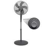 Knight 16" Pedestal Stand Fan with Rotary Knob | Round Base | 140cm Adjustable Height | 3-Speed Setting | Heavy Round Base | Oscillating & Tilting Head | Matt Grey | Patent Design