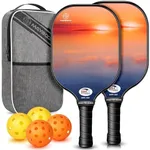 Pickleball Paddles Set of 2 or 4, USAPA Approved Pickleball Paddles Set with 4 Pickleball Balls and Pickleball Carry Bag, Fiberglass Pickle Ball Rackets 2 Pack Gifts for Beginners&Pros(Sunset 2)