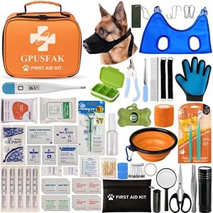 GPUSFAK Dog First Aid Kit - Pet First Aid Kit for Dogs Pet Emergency Kit with Grooming Hammock Harness Nail Clipper First Aid Supplies for Home Camping