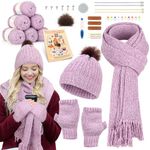 Reessy Beginner Knitting Kit, Complete Knitting Kits for Beginners Adults - Make Your Own Hat Scarve Gloves, Knitting Starter Kit with Instruction, Knitting Needles, Yarn, Nice Knitting