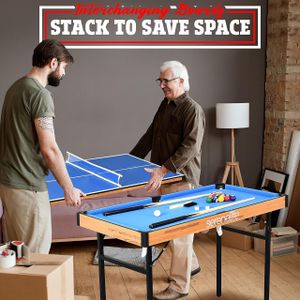 SereneLife 4-in-1 Multi-Game Table – Foosball, Air Hockey, Pool, Table Tennis