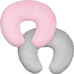 Minky Nursing Pillow Cover, Nursing Pillow Case Plush Breastfeeding Pillow Slipcover Fits Nursing Pillow, Ultra Soft Snug for Infant & Baby Boy Girl, Machine Washable & Breathable, 2 Pack-Grey & Pink