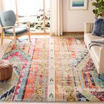 SAFAVIEH Monaco Collection Area Rug - 9' x 12', Multi, Boho Chic Tribal Distressed Design, Non-Shedding & Easy Care, Ideal for High Traffic Areas in Living Room, Bedroom (MNC222F)