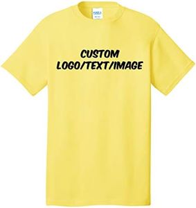INK STITCH Unisex PC54 Custom Design Your Own Cotton Short Sleeve Tshirts - Yellow (3XL)