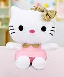 Hello Kitty in pink outfit and golden bow