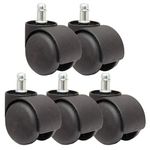 SELTOS Heavy Duty Pin Type Nylon Office Chair Wheels - Set of 5 Black Casters with 250 kg Load Capacity - Enhance Chair Mobility! (kursee ke pahiye) (कुर्सी के पहिये)