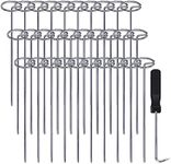 120 Pcs Landscape Staples - 11 Gauge Circle Top Pins - 6 Inch Landscape Pins Garden Stakes with 1 Pc Nail Lifter for Securing Lawn Fabric Weed Barrier