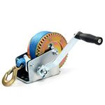 FreeTec 1000lbs Hand Winch Hand Crank Strap Gear Winch Polyester Strap ATV Boat Trailer Heavy Duty