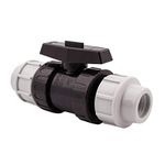 BFG Water Pipe Plumbing Fittings, 20mm x 20mm Muff with Ball Valve, MDPE Plastic Pipe 16 Bar, Max. Temp. 45°C, Clamp MDPE Fittings, Outside Tap Connector, Garden Pipe Connector