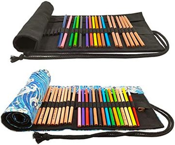 AFUNTA 36/72 Slot Aesthetic Pencil Case, 2 Piece Colouring Pencil Organiser, Roll-Up Washable Canvas Pencil Bag, Artist Brush, Roll-Up Bag for School, Travel, Office, Multi-Coloured, Bicycle Backpack