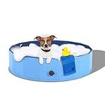 Foldable Pet Bath Tub for Large Or Medium Sized Dogs Outdoor PVC Swimming Bathing Tub Kiddie Pool for Dogs and Cats，and Kids… (80cm(Dia) x 30cm(H))