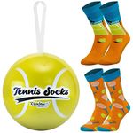 Rainbow Socks – Tennis Socks In A Ball – For Sports Fans, Funny Gift For Tennis Fans, Gadgets For Tennis Players – 2 Pairs – Size 12-14