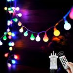 Globe String Lights Waterproof, 23M/75Ft 200 LED Fairy Lights Plug in Powered, 8 Modes Christmas Lights Outdoor/Indoor, Garden Lights for Patio, Gazebo, Party Decorations (Multi-Coloured)