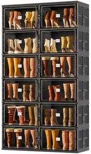 JEKO&JEKO Foldable Boot Storage Cabinet with Magnetic Doors,6-Tier Double-Column Tall Shoe Organizer for Closet & Entryway,Space Saving Shoe Rack for Boots,Fits Up to 24 Pairs, black