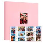 600 Pockets Photo Album 4x6 with Writing Space, Large Capacity 4x6 Photo Album Holds 600 Horizontal and Vertical Photos, Linen Cover Acid Free Pages Photo Book for Family Wedding Baby Pictures (Pink)