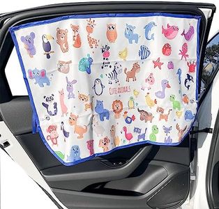 Baby Car Window Sun Shade - Universal Fit Curtain, 5 Powerful Magnet Side Shades - UV Protection, Glare & Heat Blocker - Kids Safety - SUV & Windshield (Animals - Magnet)