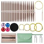 Interchangeable Circular Knitting Needles Set - 13 Pairs | Premium Knitting Needles & Accessories | Knit Picks Interchangeable Needles | Circular Knitting Needles for Expert Crafting (Rose Gold)