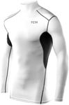 TCA Boys' HyperFusion Compression Base Layer Top Long Sleeve Under Shirt - Mock Neck - White/Gray, 8-10 Years (Boys Medium)