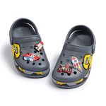 Miamooi Toddler Girls Boys Clogs Cute Cartoon Garden Water Clogs Little Kid Non-Slip Slides Indoor Outdoor Waterproof Beach Sandals Slip-on Beach Pool Shower Slippers Water Shoes, A01/Excavator Gray,