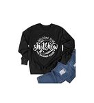 TSIIUO Women's Welcome to the Shitshow Sweatshirt Funny Alcohol Drinking Lover Pullover Tops Holiday Tees, Black, Medium