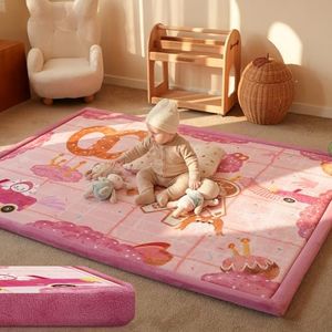PaPaMat 1.5" Thick Educational Extra Large Baby Floor Play Mat 79x158, Flannel Padded Memory Foam Kids Mat, Non-Slip Plush Playmat for Nursery Playroom Classroom (Gingerbread man)