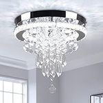 FRIXCHUR 11.8'' Crystal Chandelier Crystal Ceiling Light Modern LED Chandeliers Flush Mount Ceiling Lighting Fixture for Bedroom Hallway Dinning Room (Cool White) (MC300)