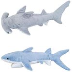 Adventure Planet - Set of 2 Plush SHARKS Mako and Hammerhead Shark - Stuffed Animal -Ocean Life - Soft Cuddly Shark Week Tank Toy, 20in. and 19in. set