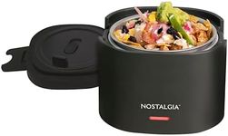 Nostalgia Portable 20-Ounce Electric Heated Lunch Box – Travel Size 2.5 Cup Capacity for Soup, Chili, and Leftovers – Leak Proof Silicone Sealed Lid, Foldable Carry Handle, Detachable Cord – Black