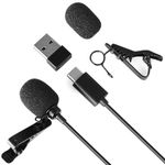 Daffodil MCP150B USB-C Lavalier Microphone – Omnidirectional Clip-on Lapel Condenser Mic for Smartphone, Tablet, Android, Laptop, Podcast, Vlog, Mobile Recording with USB Adapter - Black