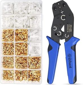 Qibaok Wire Terminal Crimping Tool Kit, Ratcheting Wire Crimper AWG 22-16(0.5-1.5mm²) with 500PCS Female Male Spade Connectors & Bullet Connectors Terminals