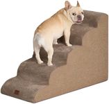 EHEYCIGA Curved Dog Stairs for High Beds 22.6" H, 5-Step Dog Steps for Small Dogs and Cats, Pet Stairs for High Bed Climbing, Non-Slip Balanced Pet Step Indoor, Camel