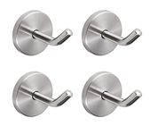 NELPLA 304 Brushed Stainless Steel Single Heavy Duty Short Nose Wall Mount Hook, Fit for kitchen,Bedroom,Living room, Bathroom,closets and Garage Storage,Set of 4 in pack