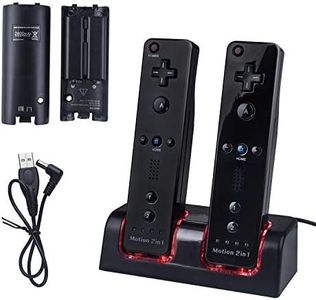 Dual Charger Dock for Wii Remote, TechKen Remote Control Charger Docking Station with 2 Rechargeable Batteries Comaptible with Nintendo Wii Rometo Control