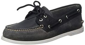 Sperry Men's A/O 2-Eye Leather Boat Shoe, Grey/Black, 9 UK