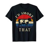 BHTHUI I'd Smoke That Funny BBQ Vintage Meat Smoker Pitmaster Gift T-Shirt T181120 Black