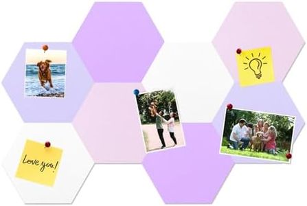 HULAVO 8 Pcs Hexagon Felt Cork Bulletin Board Tiles, Self Adhesive DIY Bulletin Board Pin Board for Office School Home Wall Decor Memos Photos Display(Purple & Pink)