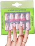 PaintLab Press On Nails - 24 Piece Fake Nails with Glue, Nail File, Prep Pad & Cuticle Stick | Non Toxic & Cruelty Free | Complete Glue On Nails for Women & Girls (Pink Coquette)