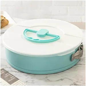 Spmarkt Cheesecake Pan with Removed Bottom and lid, 10-Inch Blue Spring Form Pan for Cheesecake, Springform Pan 10 inch Nonstick, Easy to Clean, Perfect for Baking & Transporting Cakes