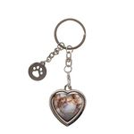 Pearhead Photo Keychain Pet Locket, Dog or Cat Photo Frame Keychain, Pet Owner Keepsake Memento, Paw Print Charm, Silver