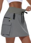 MIVEI Women's Hiking Cargo Skort Skirt High Waisted Golf Dressy Casual with Zipper Pockets Workout Sport Quick Dry Skirts, Dark Gray, Large