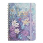 2025 Planner, 6.1" x 8.5" Hardcover Agenda 2025 Daily Planner, 2025 Weekly Monthly Planner with Tabs Inner Pocket, Twin Wire Binding Thick Paper Planner January 2025 - December 2025 (Purple)