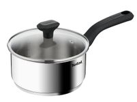 Tefal Comfort Max Saucepan 18 cm, Glass Lid, 10-Year Guarantee, 18/10 Premium Stainless Steel, Ergonomic Stay-Cool Handles, Soft Touch, All Stovetops, Induction Pot, Delicious Results, C9732304