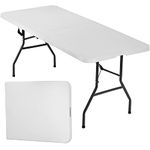 FDW Folding Half Portable Foldable Table for Parties Backyard Events (White, 6 FT 70 * 29)