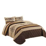 WPM Western Print King Size Light Weight Quilt Set with Pillow Sham Gold Brown Oversize (115” x 95”) Bedspread All-Season Bed Cover Quilted Native Theme 3 Piece Coverlet (Yasmen Gold Brown, King)