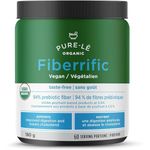 USDA Organic Fiberrific 180g (60 servings) Fiber Supplement - Mixes clear, NO taste, NO texture, NEVER Thickens. Can be used in cooking and baking. Ultra Premium Organic Digestive Supplement - No Fillers or Binders, No Artificial Ingredients