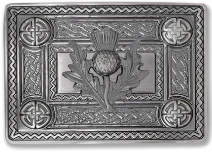 Kilt Emporium Scottish Thistle Crest Belt Buckle for Mens Kilt - Pewter, Thistle-silver-antique-4dome